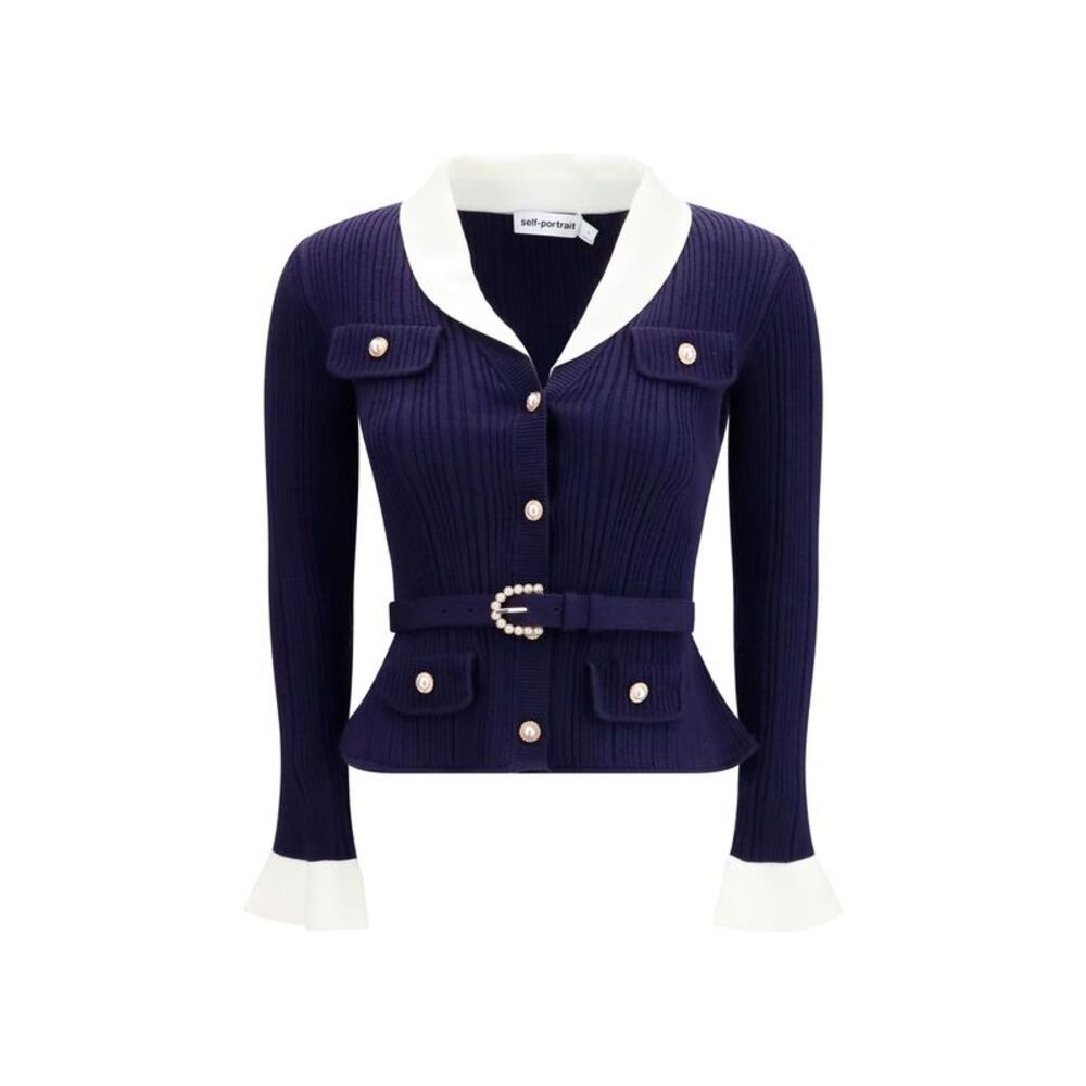 Self-Portrait Blue Polyamide Women's Cardigan